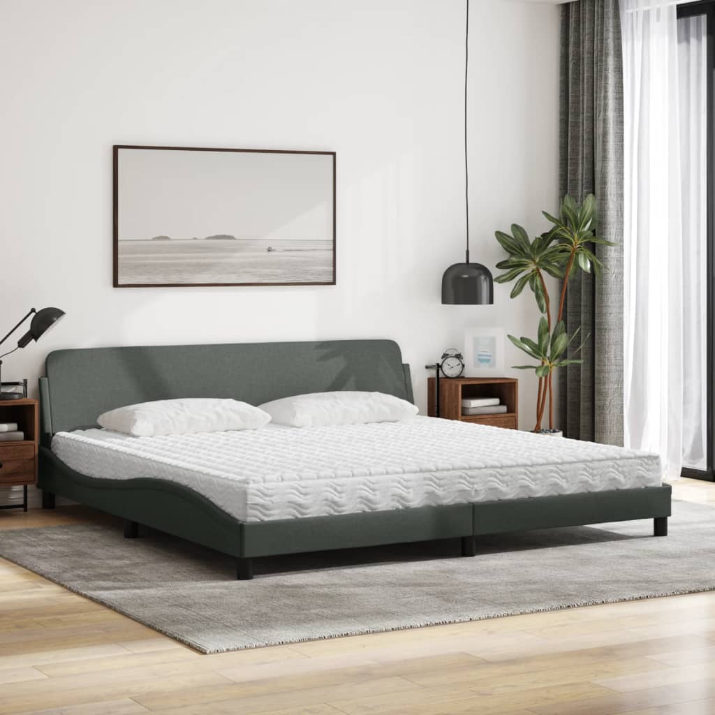 Bett mit Matratze "Dover" Dunkelgrau 200x200 cm Stoff