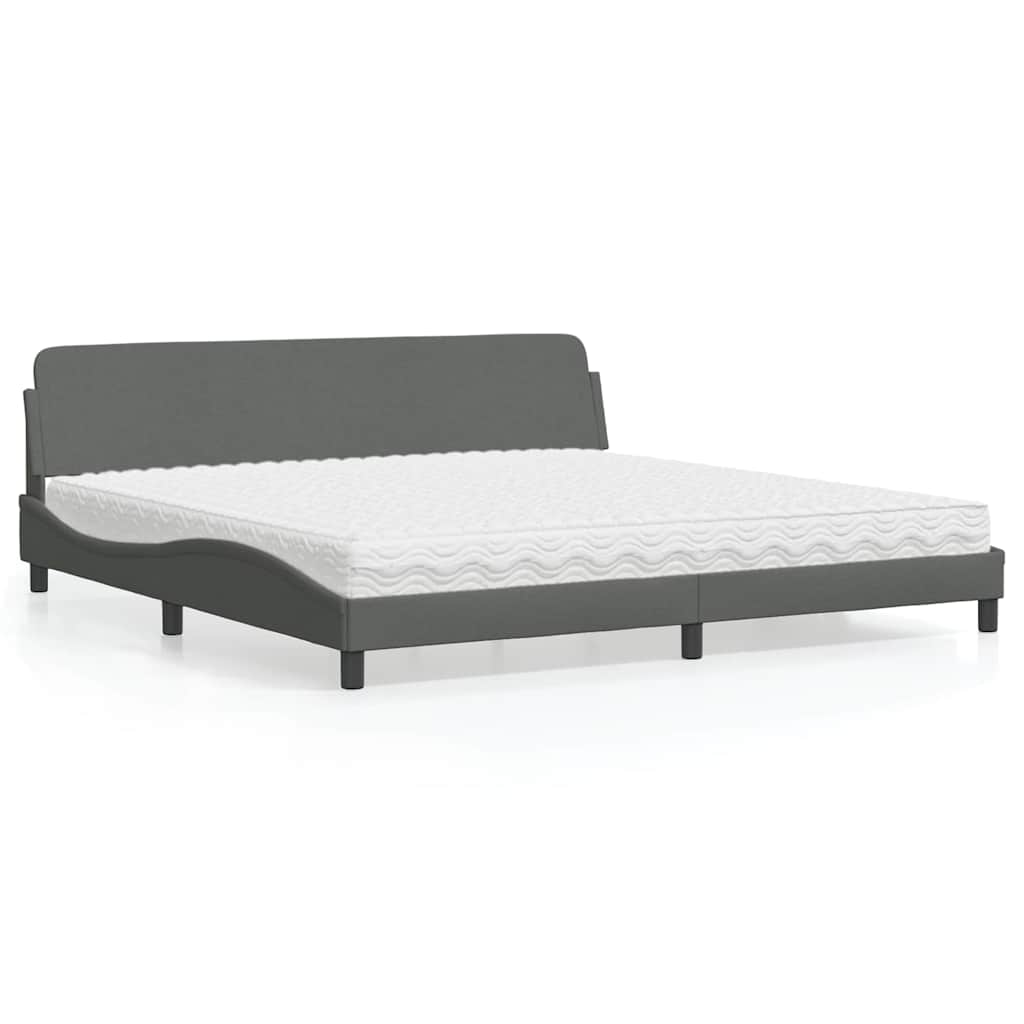 Bett mit Matratze "Dover" Dunkelgrau 200x200 cm Stoff