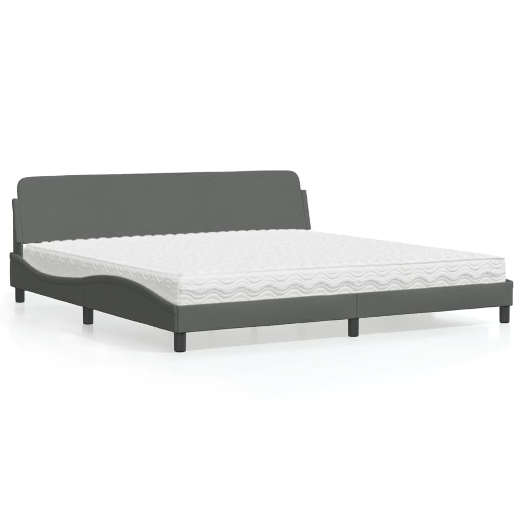 Bett mit Matratze "Dover" Dunkelgrau 200x200 cm Stoff