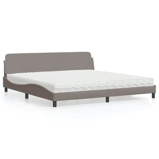 Bed with mattress taupe 200x200 cm fabric