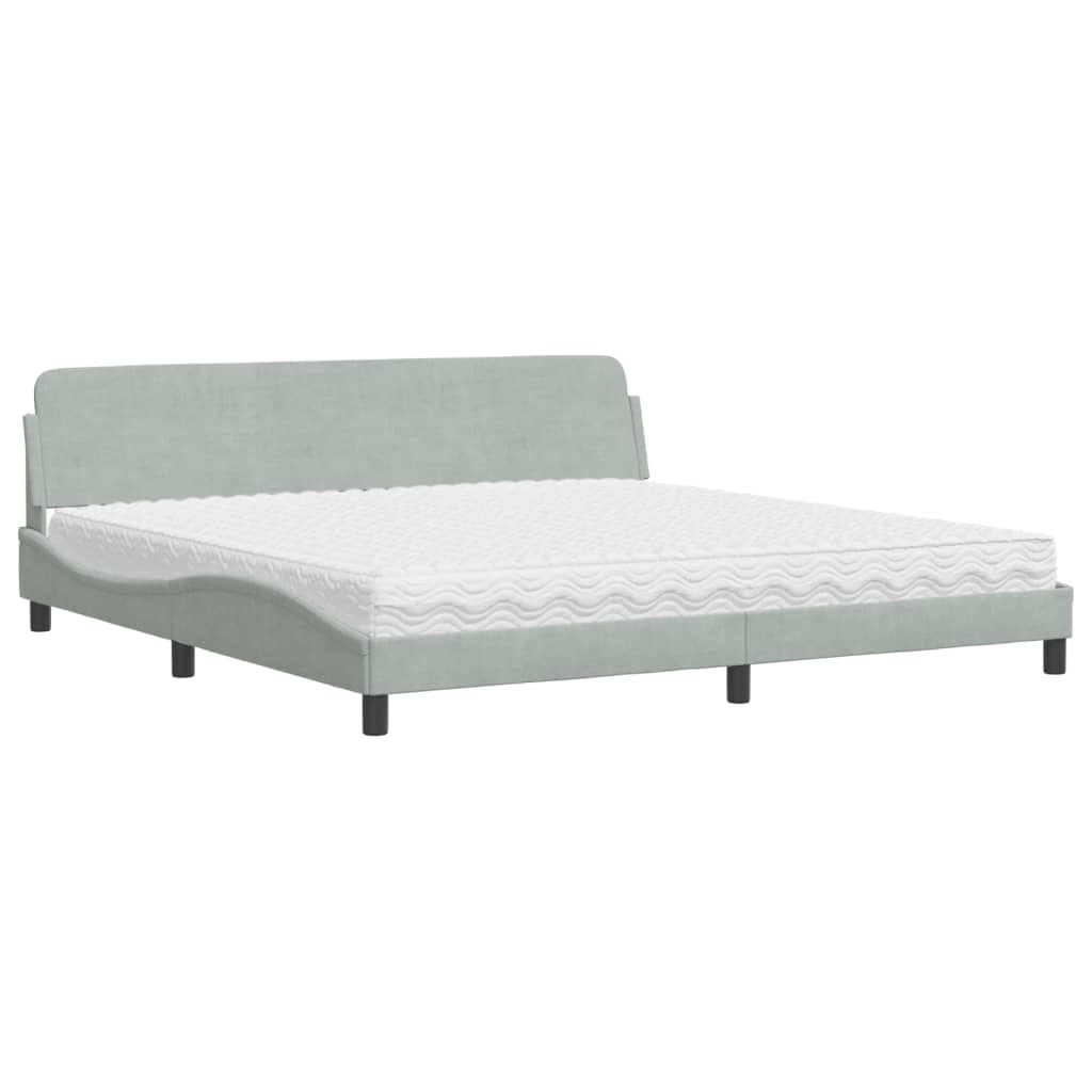 Bett mit Matratze "Dover" Hellgrau 200x200 cm Samt