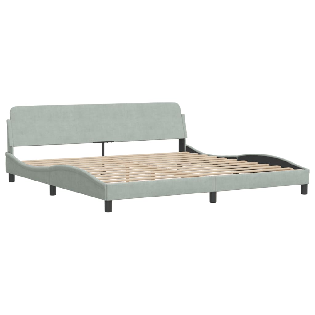 Bett mit Matratze "Dover" Hellgrau 200x200 cm Samt