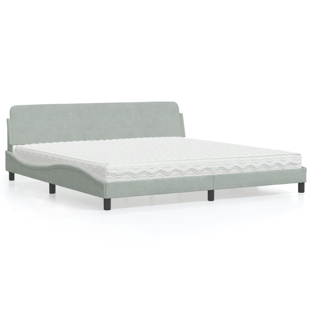 Bett mit Matratze "Dover" Hellgrau 200x200 cm Samt