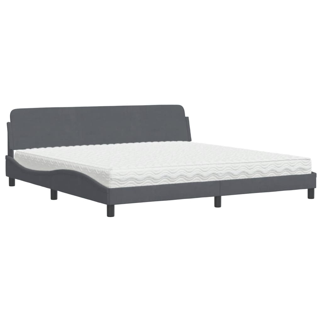 Bett mit Matratze "Dover" Dunkelgrau 200x200 cm Samt