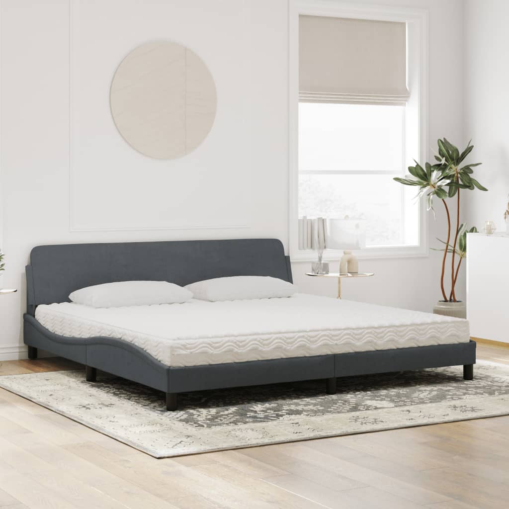 Bett mit Matratze "Dover" Dunkelgrau 200x200 cm Samt