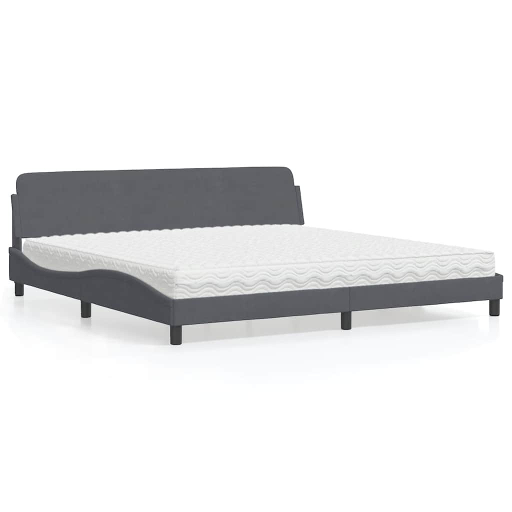 Bett mit Matratze "Dover" Dunkelgrau 200x200 cm Samt