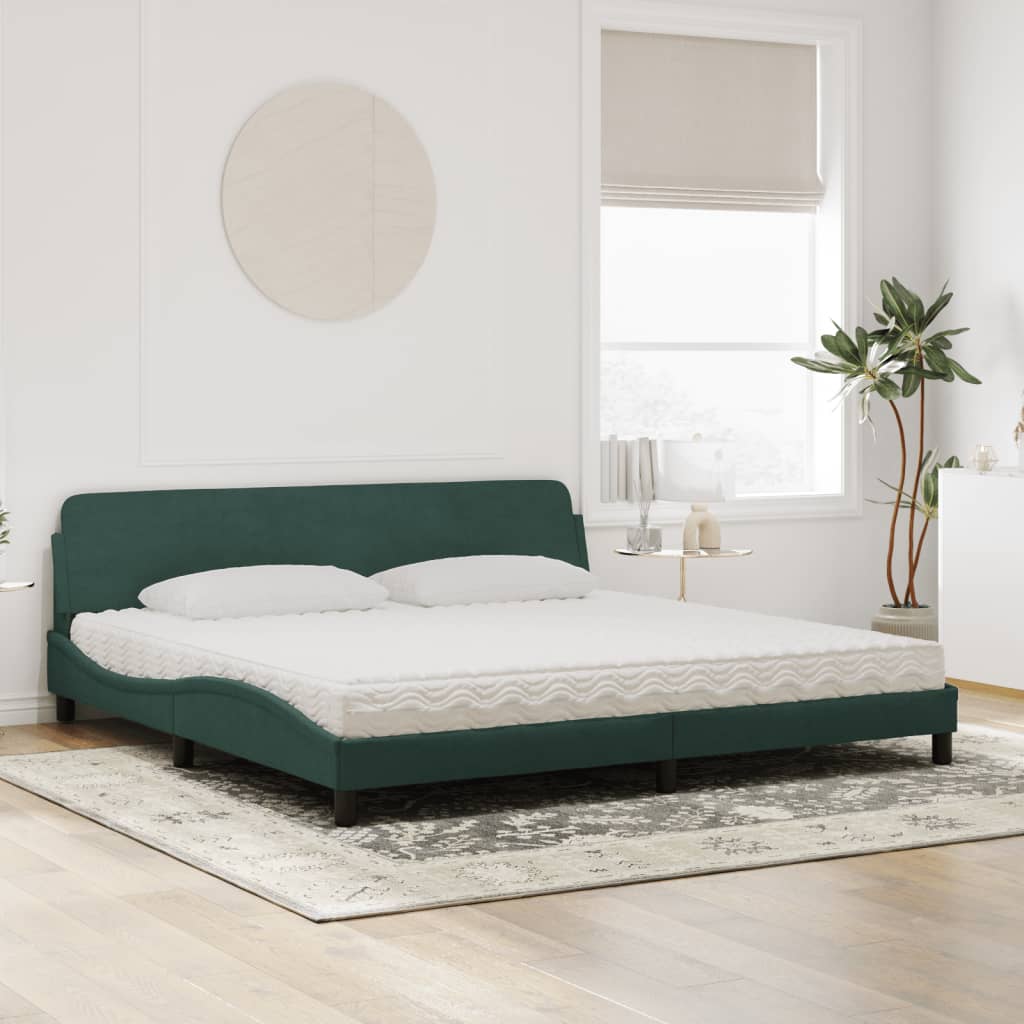 Bett mit Matratze "Dover" Dunkelgrün 200x200 cm Samt