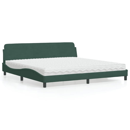 Bett mit Matratze "Dover" Dunkelgrün 200x200 cm Samt