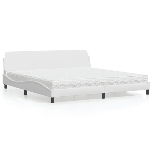 Bett mit Matratze "Dover" Weiß 200x200 cm Kunstleder