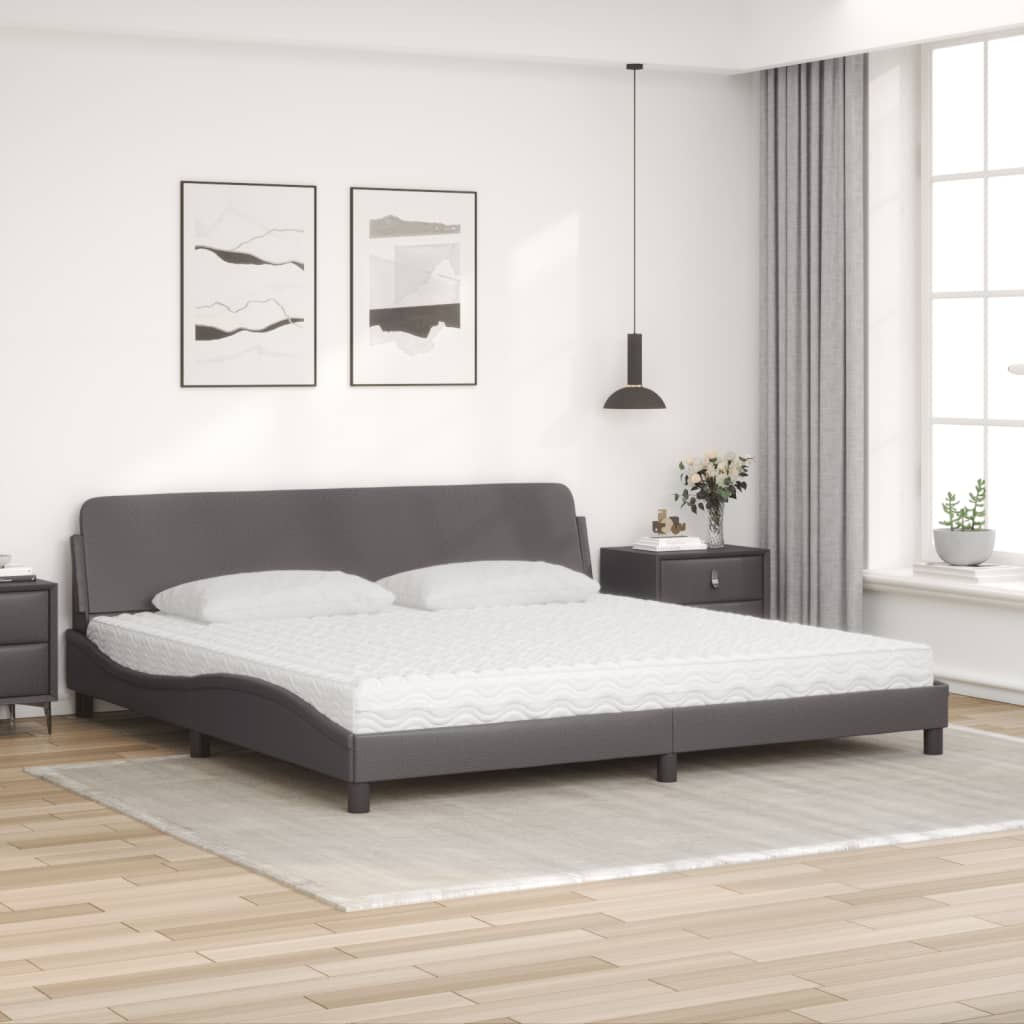 Bett mit Matratze "Dover" Grau 200x200 cm Kunstleder