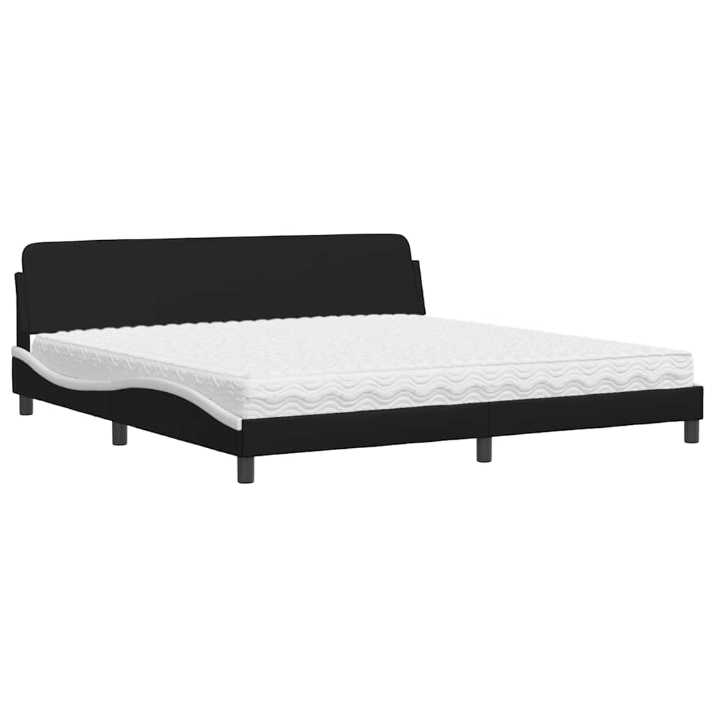 Bett mit Matratze "Dover" Schwarz und Weiß 200x200 cm Kunstleder