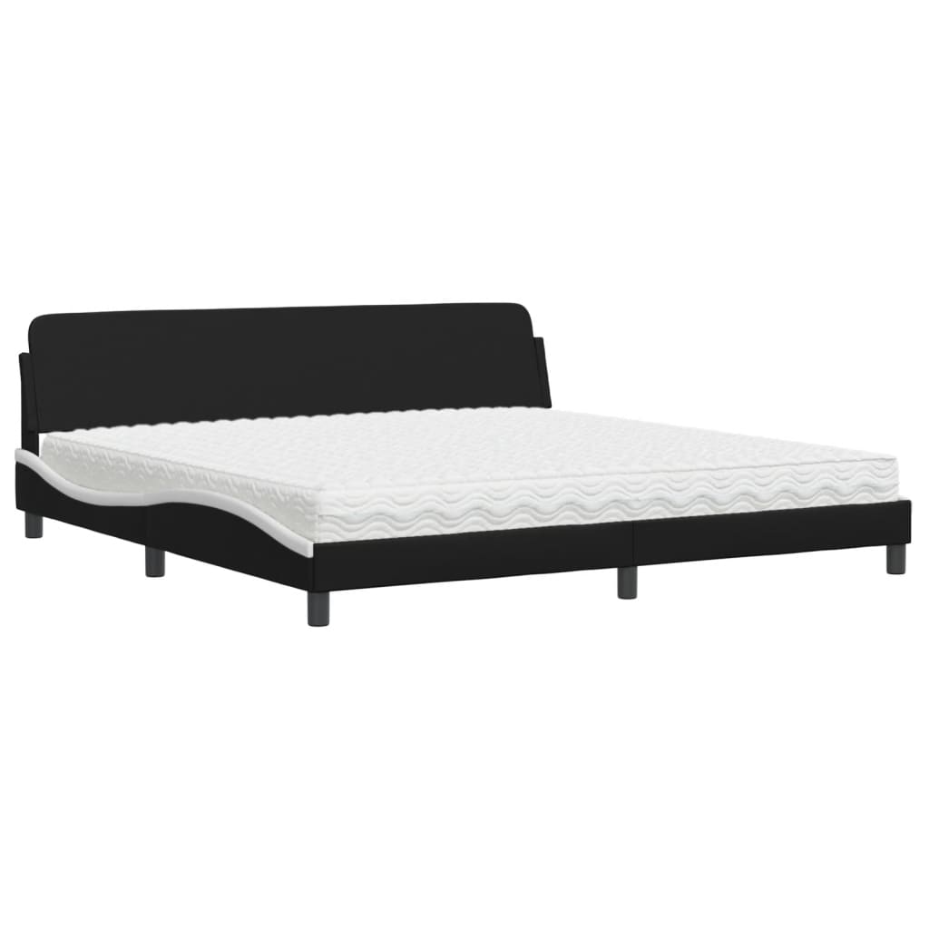 Bett mit Matratze "Dover" Schwarz und Weiß 200x200 cm Kunstleder