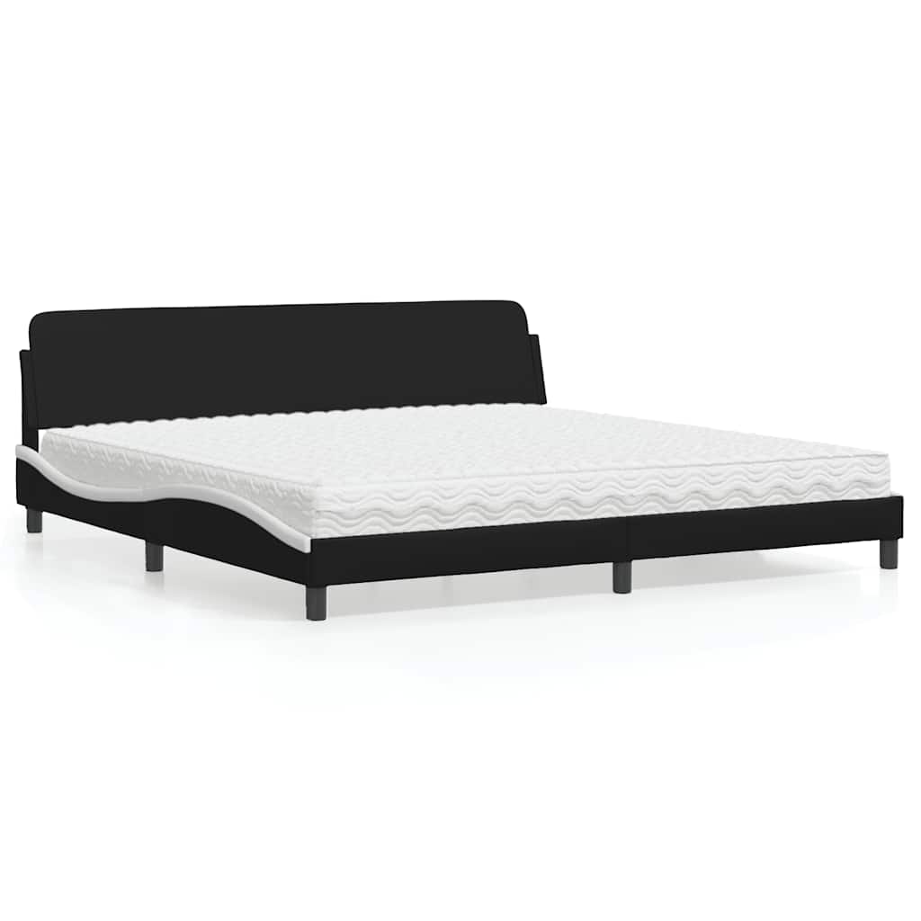 Bett mit Matratze "Dover" Schwarz und Weiß 200x200 cm Kunstleder