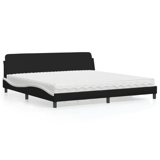 Bett mit Matratze "Dover" Schwarz und Weiß 200x200 cm Kunstleder