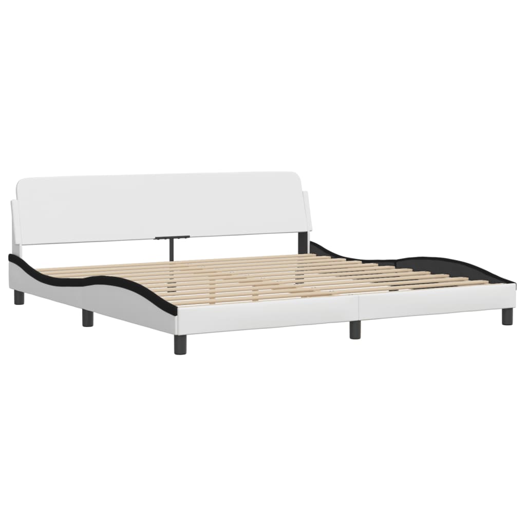 Bett mit Matratze "Dover" Weiß und Schwarz 200x200 cm Kunstleder