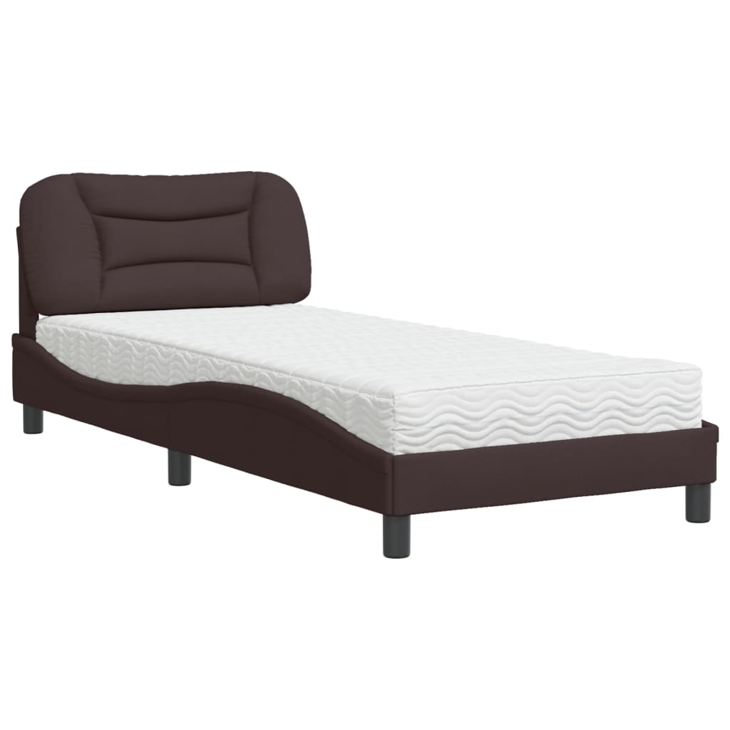 Bett mit Matratze "Hvar" Dunkelbraun 80x200 cm Stoff