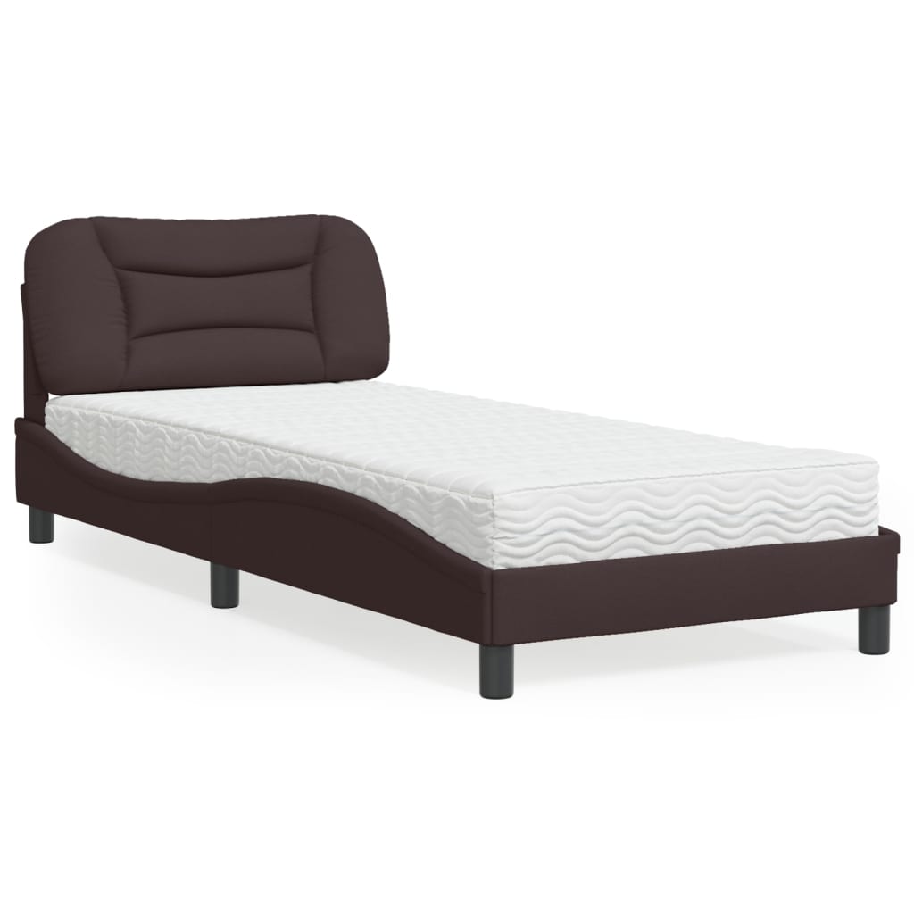 Bett mit Matratze "Hvar" Dunkelbraun 80x200 cm Stoff