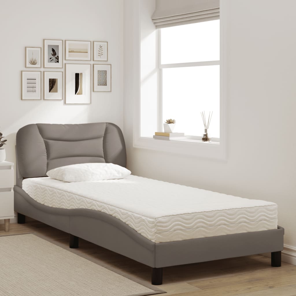 Bett mit Matratze "Hvar" Taupe 80x200 cm Stoff