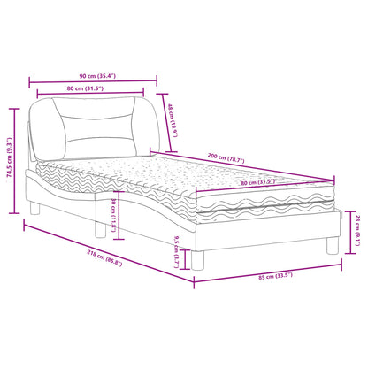 Bett mit Matratze "Hvar" Taupe 80x200 cm Stoff