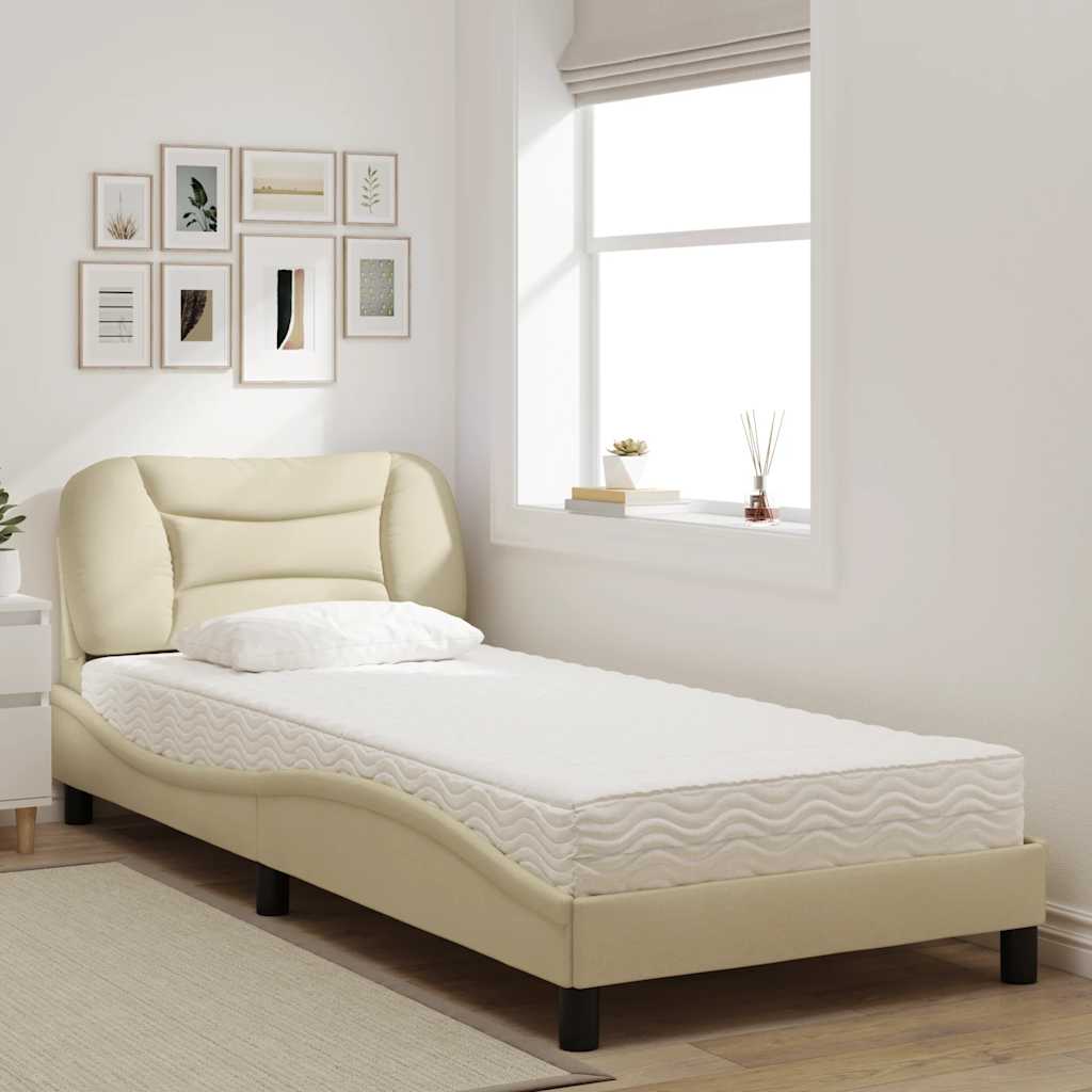Bett mit Matratze "Hvar" Creme 80x200 cm Stoff