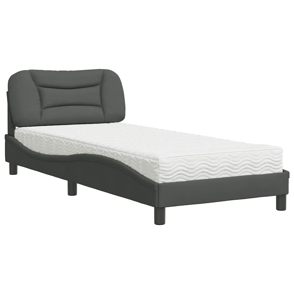Bett mit Matratze "Hvar" Dunkelgrau 90x190 cm Stoff