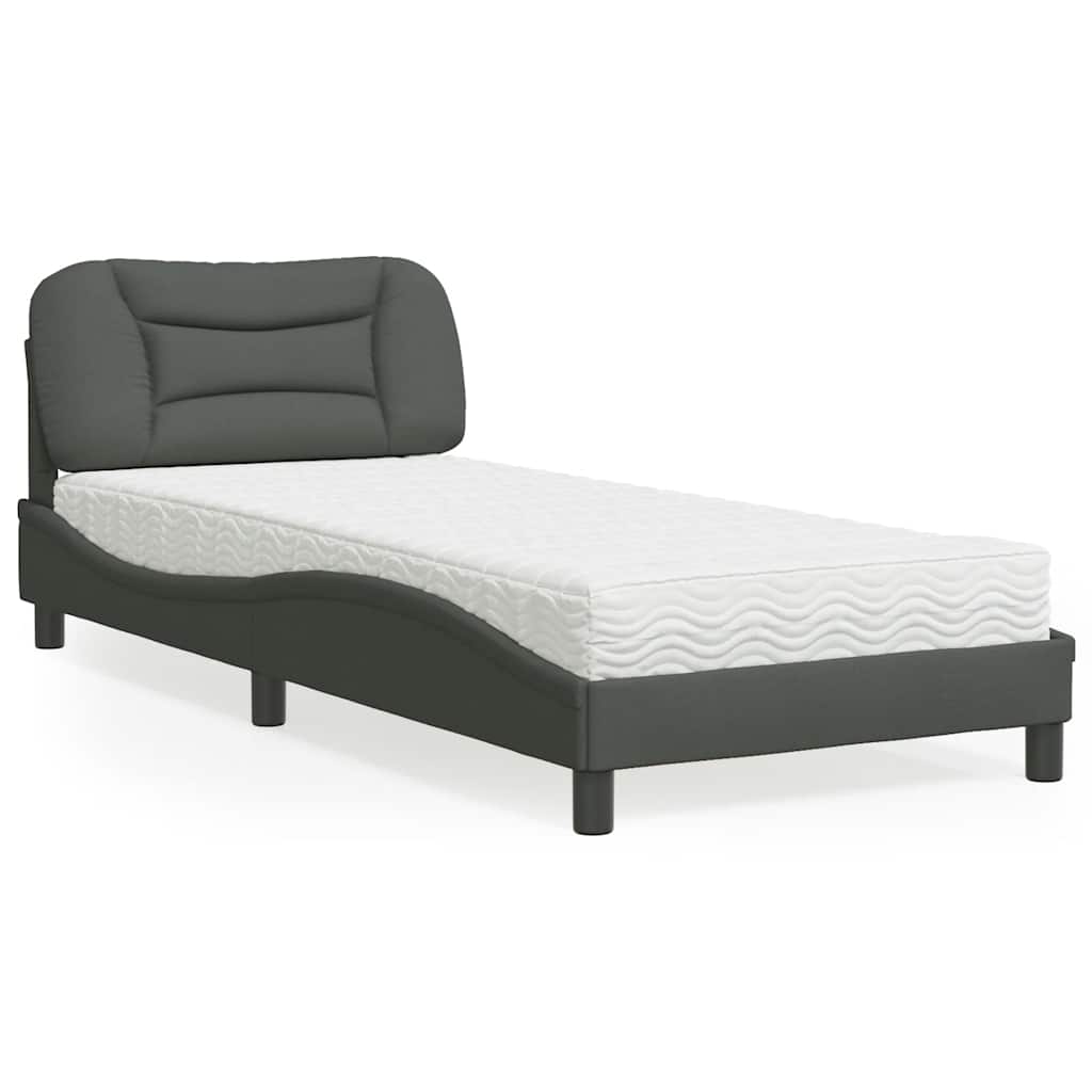 Bett mit Matratze "Hvar" Dunkelgrau 90x190 cm Stoff