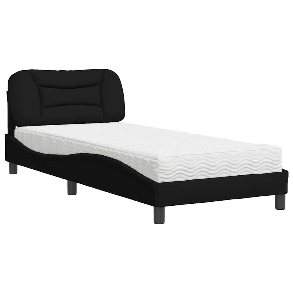 Bett mit Matratze "Hvar" Schwarz 90x190 cm Stoff