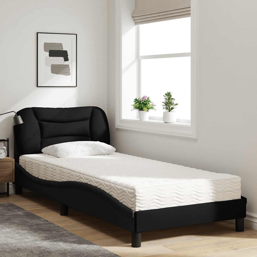 Bett mit Matratze "Hvar" Schwarz 90x190 cm Stoff