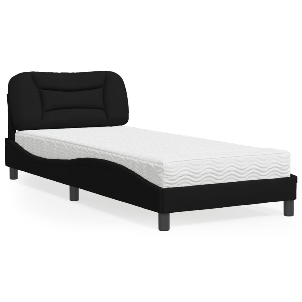 Bett mit Matratze "Hvar" Schwarz 90x190 cm Stoff