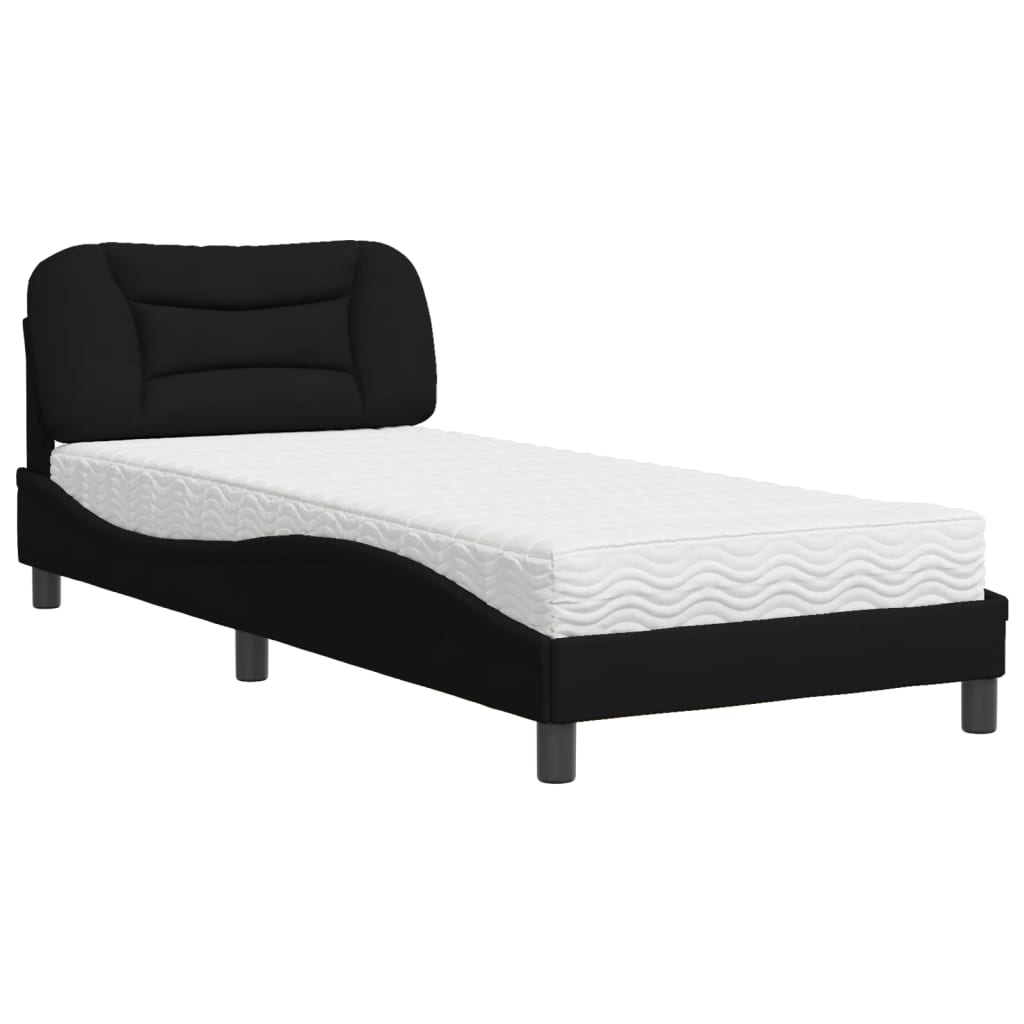 Bett mit Matratze "Hvar" Schwarz 90x200 cm Stoff