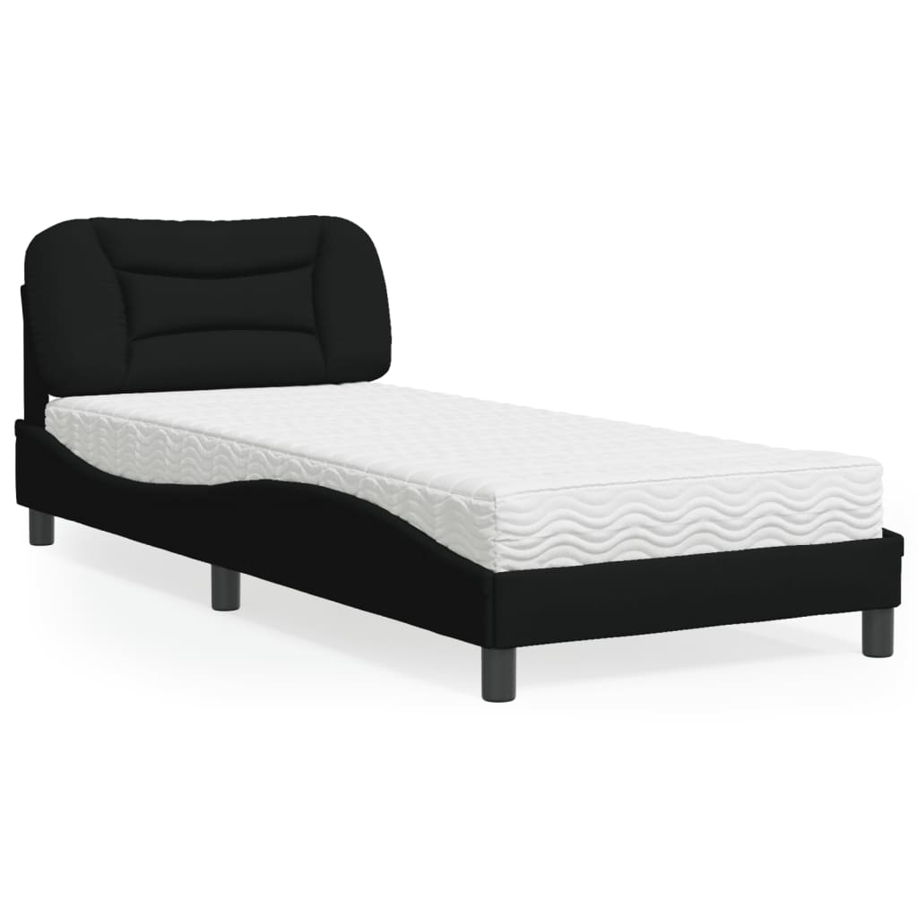 Bett mit Matratze "Hvar" Schwarz 90x200 cm Stoff