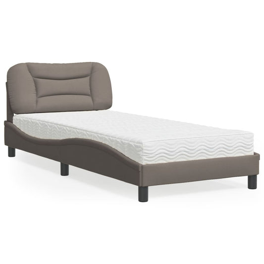 Bett mit Matratze "Hvar" Taupe 90x200 cm Stoff