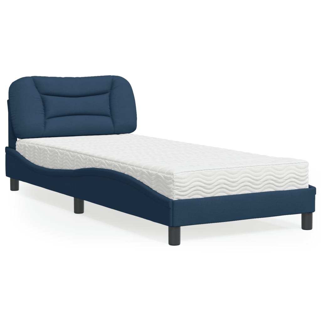 Bett mit Matratze "Hvar" Blau 90x200 cm Stoff