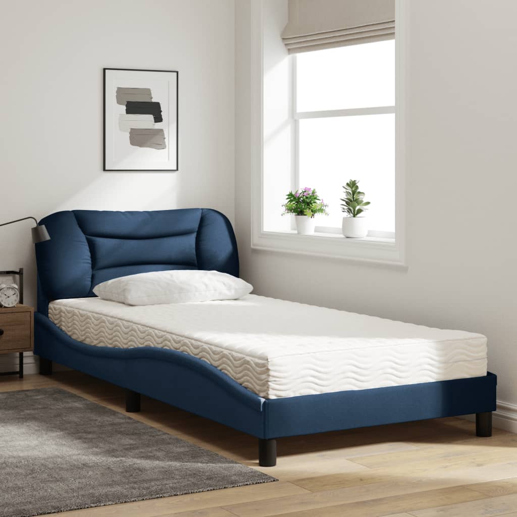 Bett mit Matratze "Hvar" Blau 100x200 cm Stoff