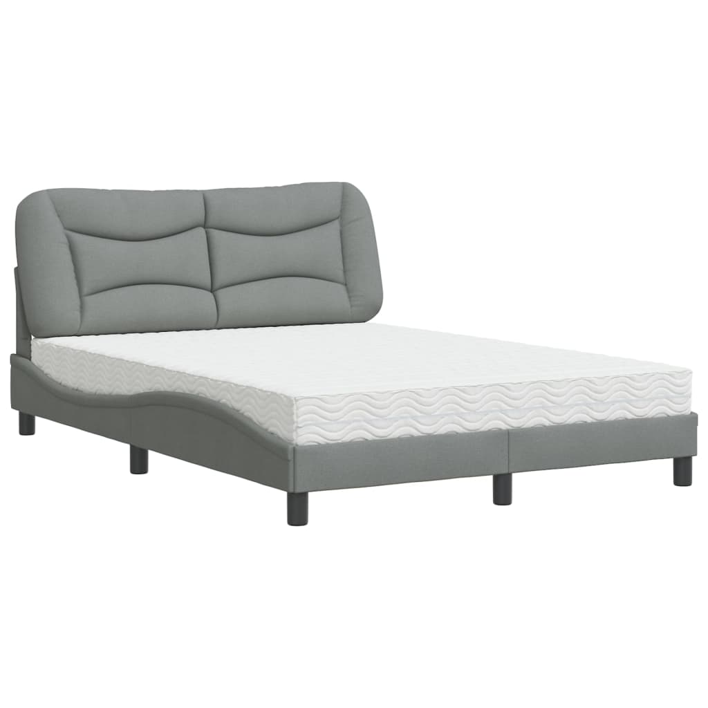 Bett mit Matratze "Hvar" Hellgrau 140x190 cm Stoff