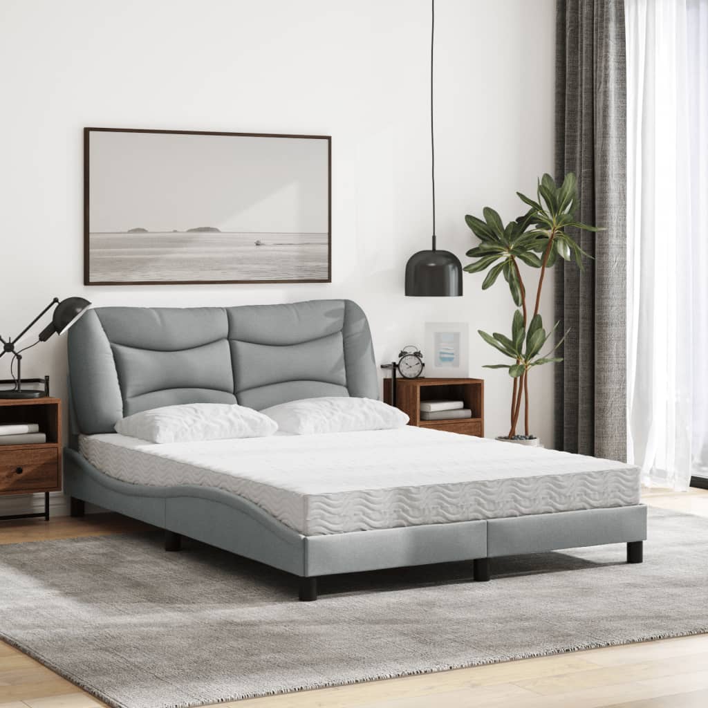 Bett mit Matratze "Hvar" Hellgrau 140x190 cm Stoff