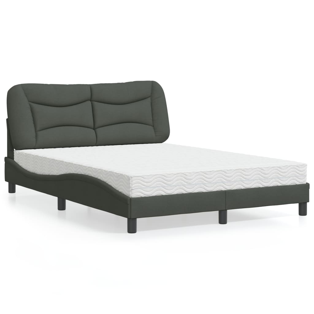 Bett mit Matratze "Hvar" Dunkelgrau 140x190 cm Stoff