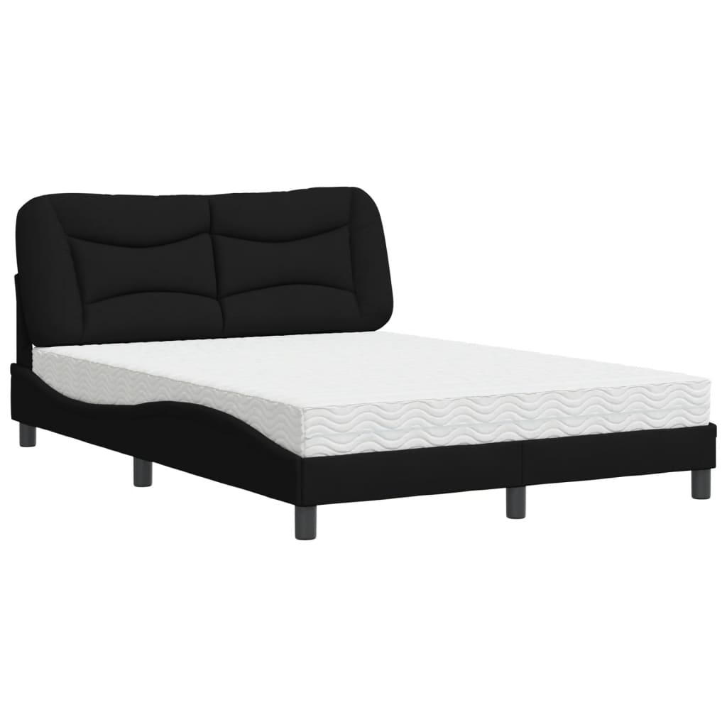 Bett mit Matratze "Hvar" Schwarz 140x190 cm Stoff