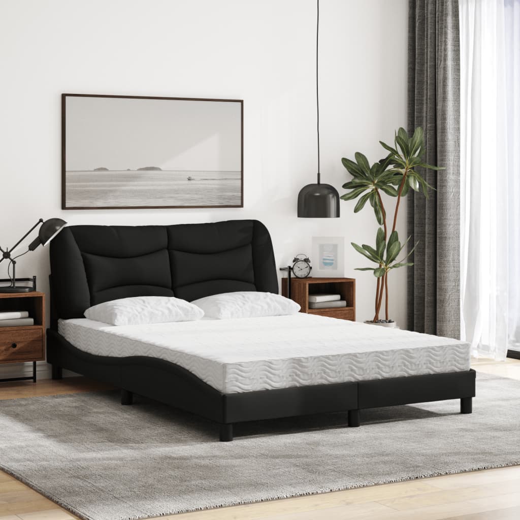 Bett mit Matratze "Hvar" Schwarz 140x190 cm Stoff