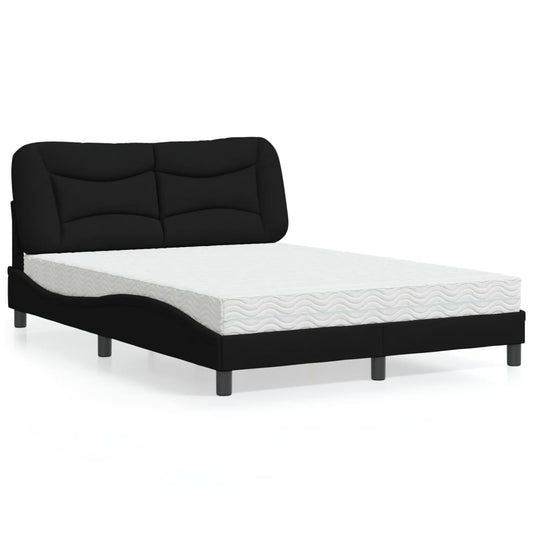 Bett mit Matratze "Hvar" Schwarz 140x190 cm Stoff