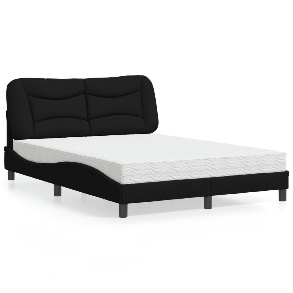 Bett mit Matratze "Hvar" Schwarz 140x190 cm Stoff