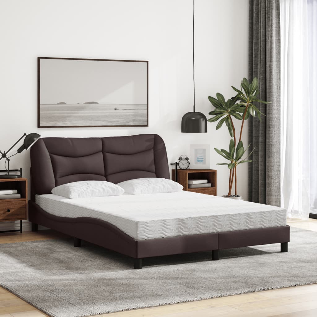 Bett mit Matratze "Hvar" Dunkelbraun 140x190 cm Stoff