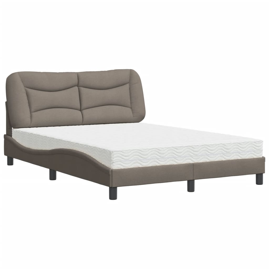 Bett mit Matratze "Hvar" Taupe 140x190 cm Stoff