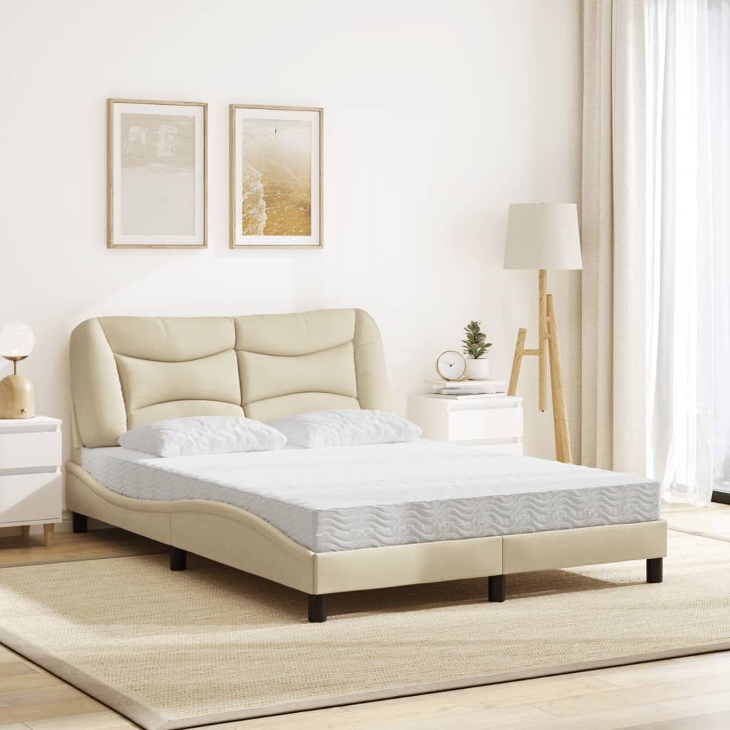Bett mit Matratze "Hvar" Creme 140x190 cm Stoff