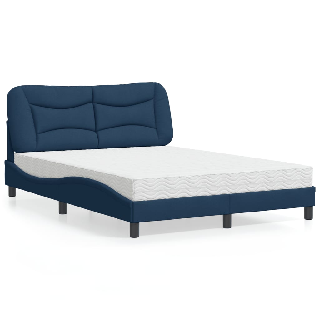 Bett mit Matratze "Hvar" Blau 140x190 cm Stoff