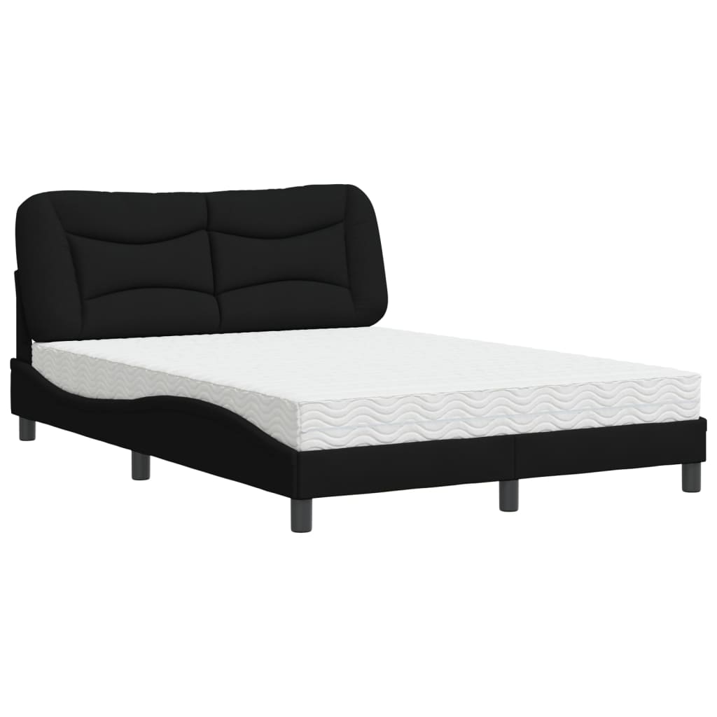 Bett mit Matratze "Hvar" Schwarz 140x200 cm Stoff