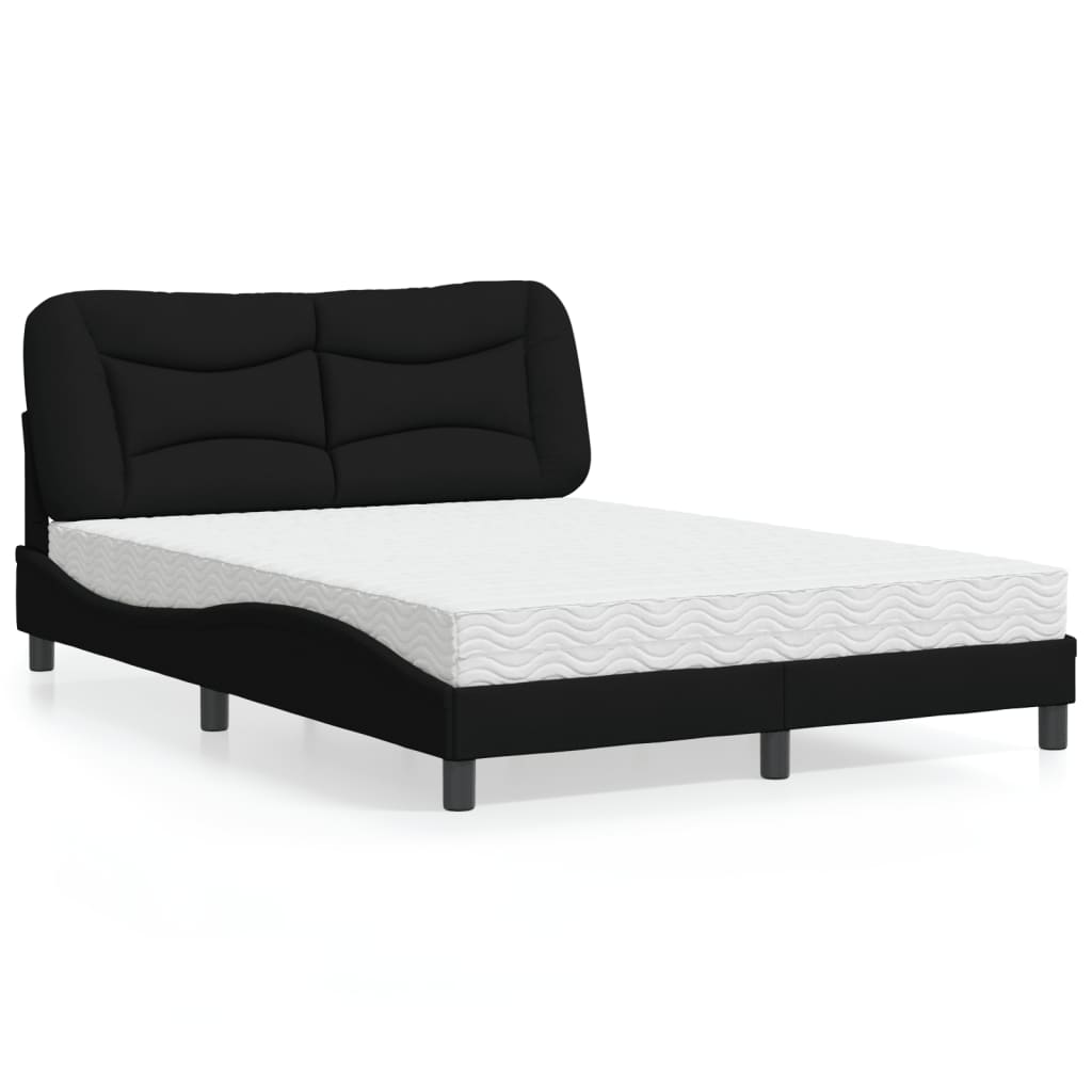 Bett mit Matratze "Hvar" Schwarz 140x200 cm Stoff
