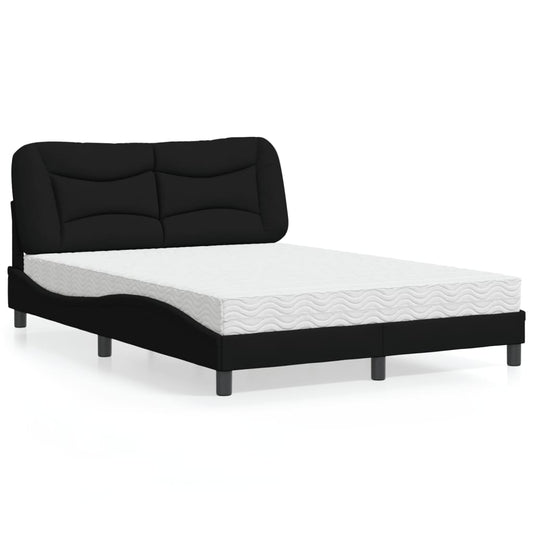 Bett mit Matratze "Hvar" Schwarz 140x200 cm Stoff