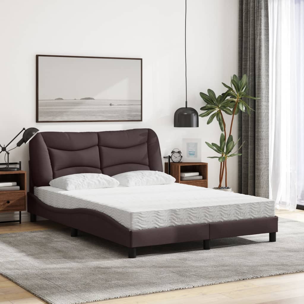 Bett mit Matratze "Hvar" Dunkelbraun 140x200 cm Stoff