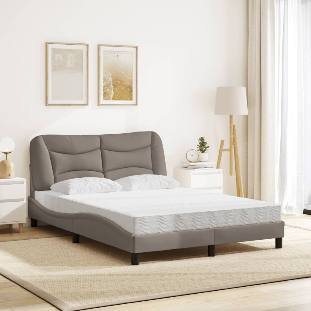 Bett mit Matratze "Hvar" Taupe 140x200 cm Stoff
